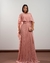 Vestido de festa longo com saia plissada e manga sobreposta - Rose - comprar online