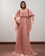 Vestido de festa longo com saia plissada e manga sobreposta - Rose