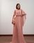 Vestido de festa longo com saia plissada e manga sobreposta - Rose na internet