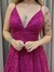 Imagem do Vestido de festa longo alça, decote em V - Fucsia