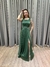 Vestido de festa longo decote quadrado, saia fluida e fenda - Verde Oliva - Muzza | Vestidos de Festa para Madrinhas, Formandas e Convidadas