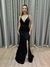 Vestido de festa longo alça, com decote em V - Preto - loja online