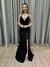 Vestido de festa longo alça, com decote em V - Preto - comprar online