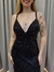 Imagem do Vestido de festa longo alça, com decote em V - Preto