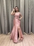 Vestido de festa longo tomara que caia, com decote em V e fenda - Rose