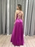Vestido de festa longo com alça, saia evasê e fenda - Fucsia - Muzza | Vestidos de Festa para Madrinhas, Formandas e Convidadas