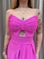 Imagem do Vestido de festa longo tomara que caia, drapeado na saia e fenda - Rosa Pink