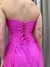 Vestido de festa longo tomara que caia, drapeado na saia e fenda - Rosa Pink