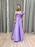 Vestido de festa longo nula manga, com babado estruturado e com bolso - Lilas Lavanda - comprar online