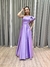 Vestido de festa longo nula manga, com babado estruturado e com bolso - Lilas Lavanda na internet