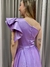 Imagem do Vestido de festa longo nula manga, com babado estruturado e com bolso - Lilas Lavanda