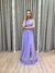 Vestido de festa longo nula manga, recorte lateral e fenda Lilas Lavanda na internet