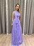 Vestido de festa longo nula manga, recorte lateral e fenda Lilas Lavanda - Muzza | Vestidos de Festa para Madrinhas, Formandas e Convidadas