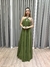 Vestido de festa frente única com recorte delicado e saia fluida - Verde Oliva - comprar online
