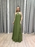 Vestido de festa frente única com recorte delicado e saia fluida - Verde Oliva na internet
