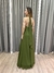 Imagem do Vestido de festa frente única com recorte delicado e saia fluida - Verde Oliva