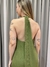 Vestido de festa frente única com recorte delicado e saia fluida - Verde Oliva - comprar online