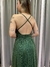 Imagem do Vestido de festa longo com decote em V, aplicação de flor e fenda - Verde Oliva