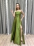 Vestido de festa longo tomara que caia com saia evasê e fenda - Verde Oliva na internet