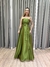 Vestido de festa longo tomara que caia com saia evasê e fenda - Verde Oliva - comprar online