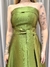 Vestido de festa longo tomara que caia com saia evasê e fenda - Verde Oliva - loja online