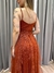Imagem do Vestido de festa longo com alça, decote drapeado e babado - Terracota