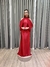 Vestido de festa longo gola alta, fenda atrás - Vermelho