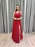 Vestido de festa longo decote cruzado, abertura lateral e fenda - Vermelho - comprar online