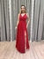 Vestido de festa longo decote cruzado, abertura lateral e fenda - Vermelho na internet