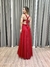 Vestido de festa longo decote cruzado, abertura lateral e fenda - Vermelho - Muzza | Vestidos de Festa para Madrinhas, Formandas e Convidadas