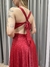 Vestido de festa longo decote cruzado, abertura lateral e fenda - Vermelho