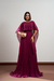 Vestido de festa longo com saia plissada e manga sobreposta - Fucsia - comprar online