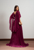 Vestido de festa longo com saia plissada e manga sobreposta - Fucsia na internet