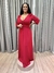 Vestido de festa longo com manga longa, decote em V e tecido fluido - Vermelho - comprar online