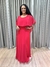 Vestido de festa longo com manga sobreposta no busto e tecido fluido - Vermelho na internet