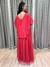 Vestido de festa longo com manga sobreposta no busto e tecido fluido - Vermelho - loja online