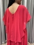 Vestido de festa longo com manga sobreposta no busto e tecido fluido - Vermelho