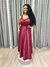 Vestido de festa longo com alça, decote coração e saia fluida - Marsala - comprar online