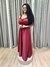 Vestido de festa longo com alça, decote coração e saia fluida - Marsala