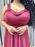 Vestido de festa longo com alça, decote coração e saia fluida - Marsala - loja online