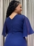 Vestido de festa longo manga curta, fenda e tecido fluido - Azul Marinho - Muzza | Vestidos de Festa para Madrinhas, Formandas e Convidadas