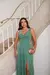 Vestido de festa longo alça, com decote em V, com fenda e aberto nas costas - Verde Oliva Claro - Muzza | Vestidos de Festa para Madrinhas, Formandas e Convidadas