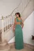 Imagem do Vestido de festa longo alça, com decote em V, com fenda e aberto nas costas - Verde Oliva Claro