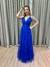 Vestido de festa longo alça, trançado nas costas - Azul Royal