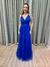 Vestido de festa longo alça, trançado nas costas - Azul Royal - comprar online