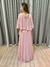 Vestido de festa longo com capa sobreposta, decote em V, com fenda frontal - Rose - loja online