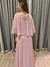 Imagem do Vestido de festa longo com capa sobreposta, decote em V, com fenda frontal - Rose