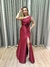 Vestido de festa longo nula manga, com aplicação de flor e fenda - Marsala na internet