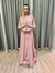 Vestido de festa longo com capa sobreposta, decote em V, com fenda frontal - Rose - comprar online