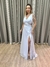 Vestido de festa longo regata, com abertura lateral, fenda e saia fluida - Branco